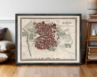 Old Map of Madrid 1844 Spain Vintage Map | Wall Map Print