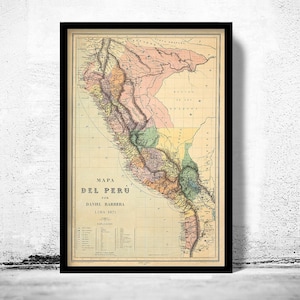 Old Map of Peru Lima 1871 Vintage Map  | Vintage Map Wall Art Print | Large Map Print | Home Decor Wall Art