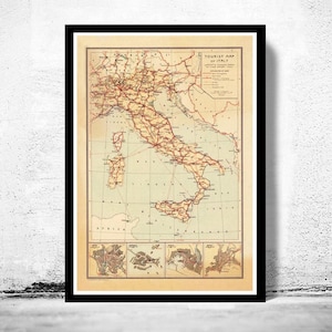 Old Map of Italy Touristic Map 1931 Vintage Map of Italy | Vintage Map Wall Art Print | Large Map Print | Home Decor Wall Art