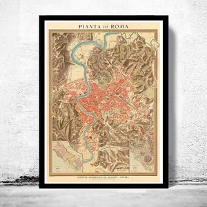 Old Map of Rome Italy 1910 Vintage Map | Vintage Map Wall Art Print | Large Map Print | Home Decor Wall Art