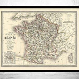 Old Map of France 1835 Vintage Map | Vintage Map Wall Art Print | Large Map Print | Home Decor Wall Art