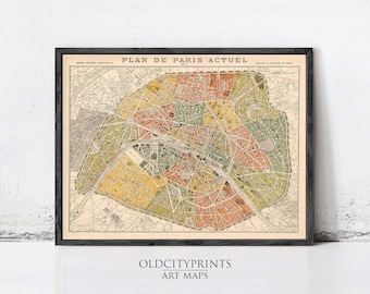 額装品 西洋古地図 1856年 Levasseur 「パリ全図」美品 額装品 西洋古