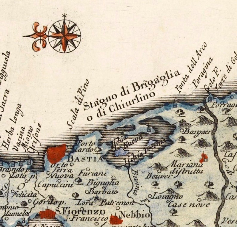 Vintage Poster Wall Art Print Old Map of Corsica Isle de Corse 1740