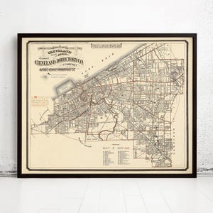 Old Map of Cleveland and Suburbs 1882 Vintage Map | Vintage Map Wall Art Print | Large Map Print | Home Decor Wall Art