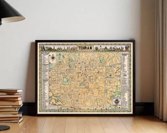 Old Map of Tehran Iran Vintage Map | Wall Map Print
