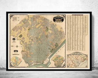 Ancienne carte de Buenos Aires Argentine 1920 vintage Carte de Buenos Aires | Affiche d'art mural vintage | Impression de carte murale | Ancienne impression de carte