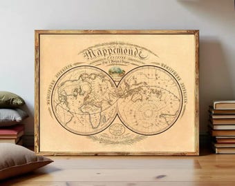 1457年に出版されたジェノヴァの世界地図のポスター複製 - Etsy 日本