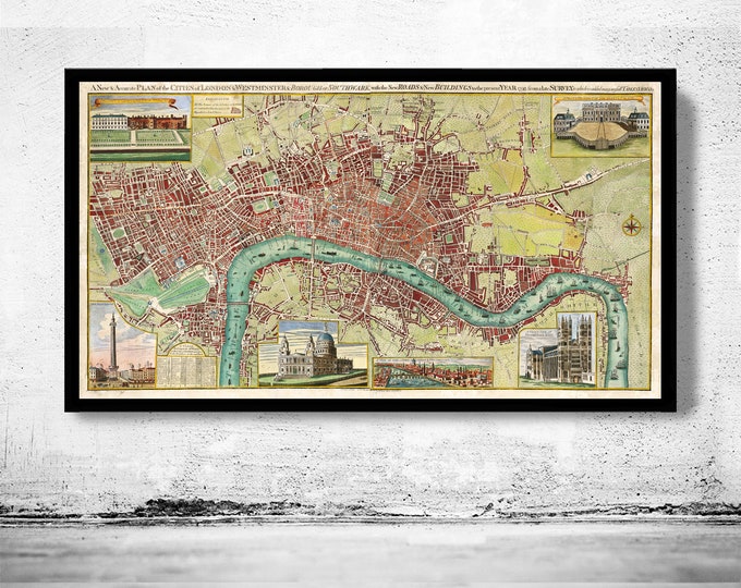 Old Map of London Map 1800 Vintage Map of London | Vintage Poster Wall Art Print | Wall Map Print | Old Map Print