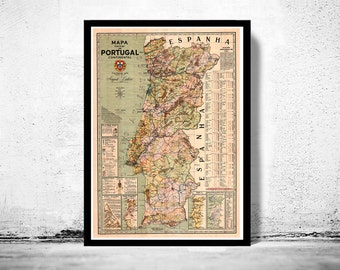 Old Map of Portugal 1592 Mapa de Portugal Portuguese map - VINTAGE MAPS AND  PRINTS