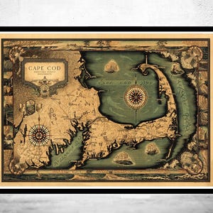 Old Map of Cape Cod 1931 Massachusetts Vintage Map | Vintage Map Wall Art Print | Large Map Print | Home Decor Wall Art