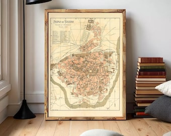 Old Map of Toledo Spain 1904 Vintage map of Toledo | Wall Map Print