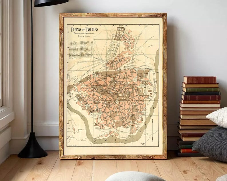 The image is a framed map of the city of Florence, Italy, depicting the layout and surrounding areas.