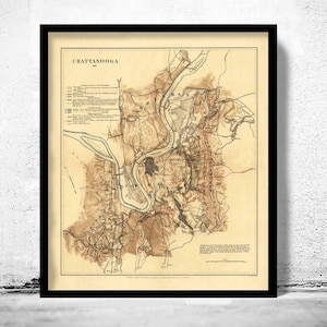 Beautiful Old Map of Chattanooga Tennessee 1863 Vintage Map | Vintage Map Wall Art Print | Large Map Print | Home Decor Wall Art