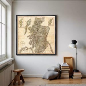 Old Map of Scotland 1801 Vintage Look | Wall Decor Scottish Art