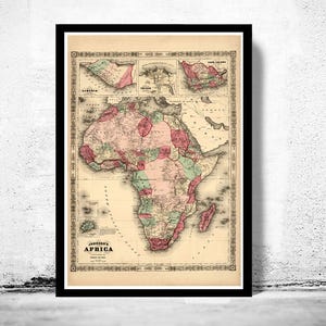 Old Map of Africa Continent 1864 Vintage Map | World Map Gift World Map Print | World Map Wall Art | Large Map Print | Home Decor Wall Art