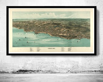 Birdseye View of Plymouth Massachusetts 1910, Panoramic view