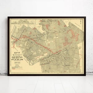 Old Map of Queens New York 1937 Vintage Map | Vintage Map Wall Art Print | Large Map Print | Home Decor Wall Art