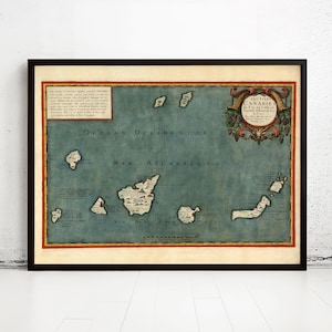Old Map Canary Islands 1653 Canarias Vintage Map | Vintage Map Wall Art Print | Large Map Print | Home Decor Wall Art