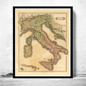 Old Map of Italy 1831 Vintage Map of Italy | Vintage Map Wall Art Print | Large Map Print | Home Decor Wall Art