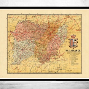 Old Map of Salamanca Region 1900 Spain Vintage Map | Vintage Map Wall Art Print | Large Map Print | Home Decor Wall Art