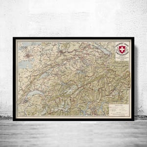 Old Map of Switzerland 1924 Vintage Map Switzerland Gift | Vintage Map Wall Art Print | Large Map Print | Home Decor Wall Art