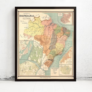 Old Map Brazil 1921 Mapa do Brasil Vintage Map | Vintage Map Wall Art Print | Large Map Print | Home Decor Wall Art