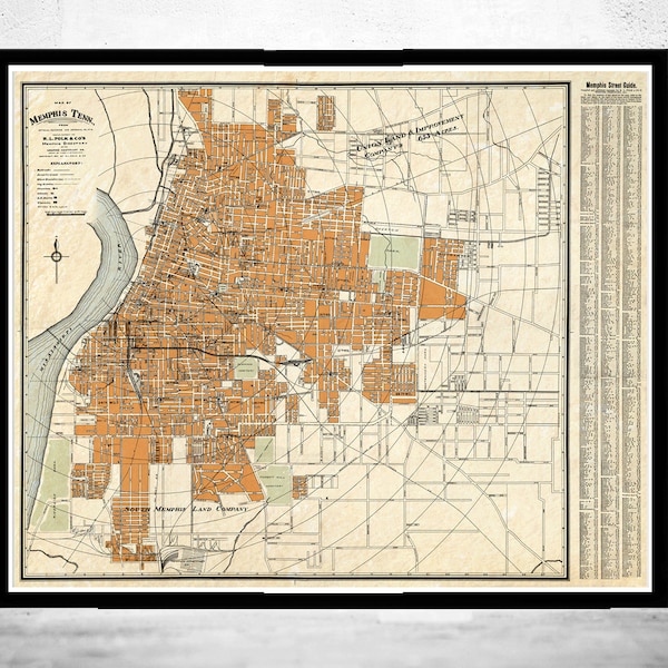 Old map of Memphis Tennessee 1911 Vintage Map | Vintage Poster Wall Art Print | Wall Map Print | Old Map Print