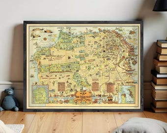Old Map of San Francisco 1927 Pictorial Map  | Wall Map Print