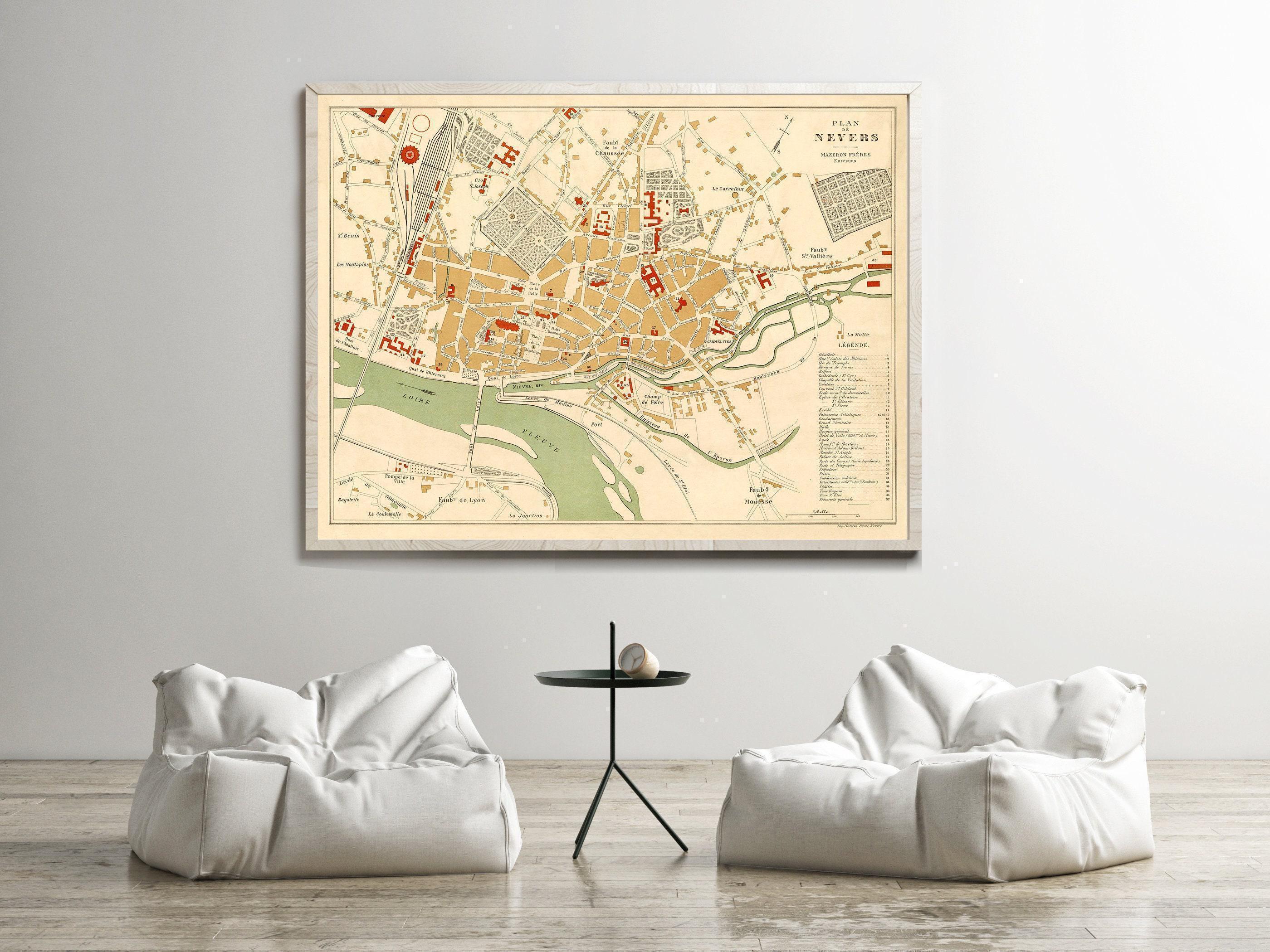 Old Map of Nevers France 1890 Vintage Map | Wall Map Print - Etsy