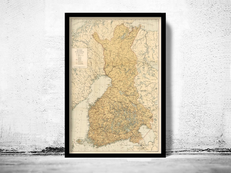 Old Map of Finland 1930 Vintage Map of Finland Vintage Poster Wall Art Print Wall Map Print Old Map Print image 1