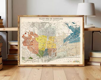 Vintage Map of Barcelona Spain Cataluña 1910 Old Map Barcelona | Wall Map Print