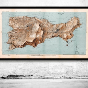 Beautiful Old Map of Capri Italy 1899 Vintage Map | Vintage Map Wall Art Print | Large Map Print | Home Decor Wall Art