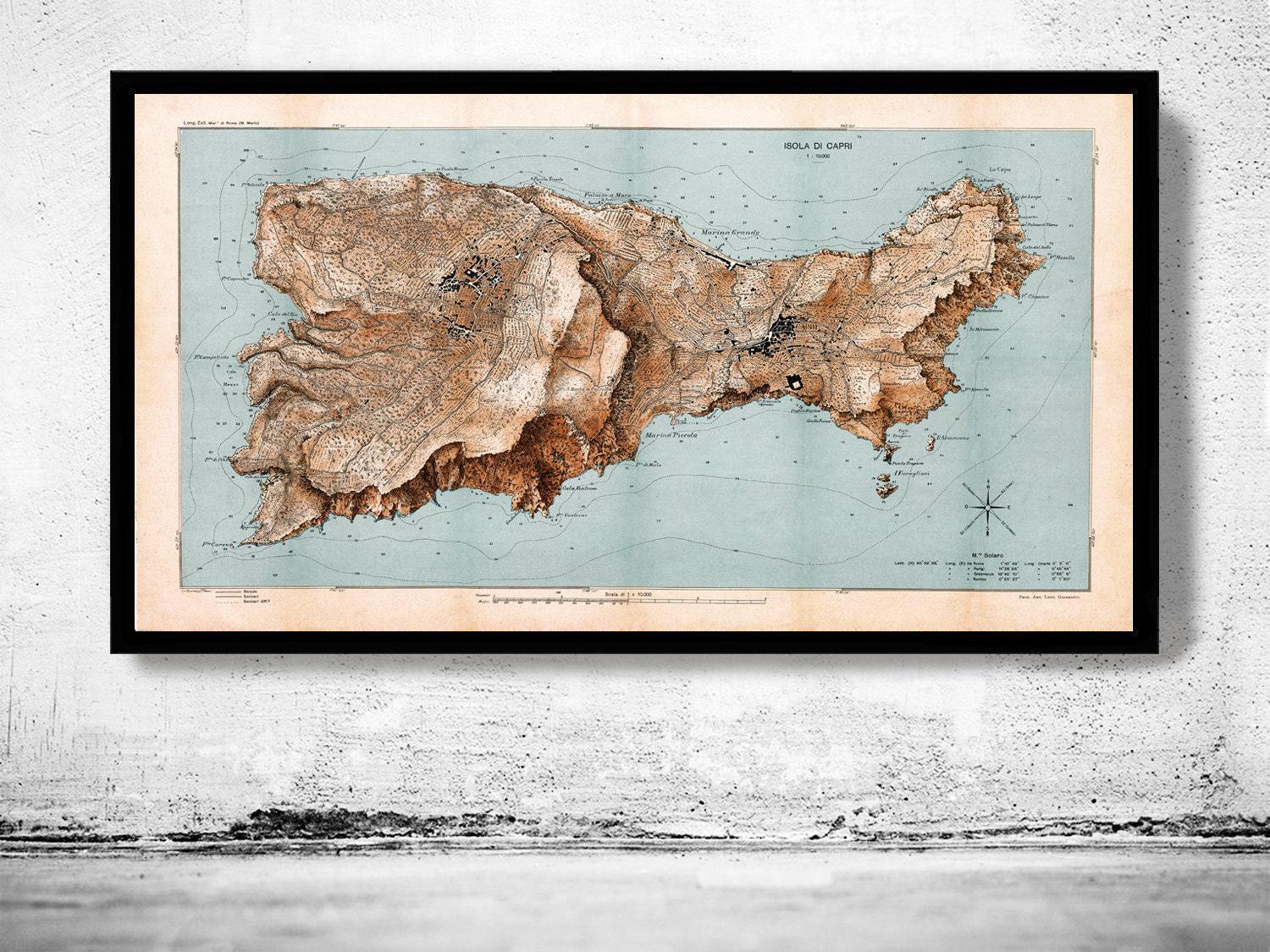 Old Map of Capri Italy 1899 Vintage Map | Vintage Map Wall Art Print | Large Map Print | Home Decor Wall Art