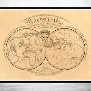 Old Map of the World 1839 Old Map of the World  | World Map Gift World Map Print | Vintage World Map | World Map Wall Art | Large Map Print