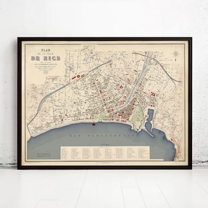 Old Map of Nice France 1882 Vintage Map  | Vintage Map Wall Art Print | Large Map Print | Home Decor Wall Art