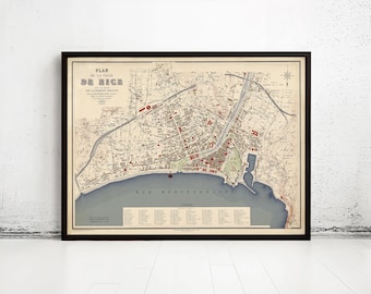 Old Map of Nice France 1882 Vintage Map  | Vintage Map Wall Art Print | Large Map Print | Home Decor Wall Art