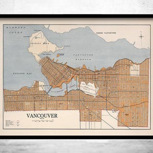 Old Map of Vancouver Canada 1915 Vintage Map | Vintage Map Wall Art Print | Large Map Print | Home Decor Wall Art