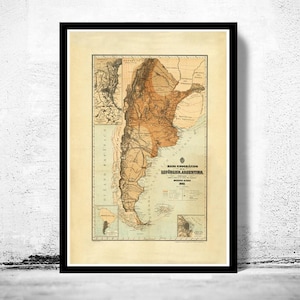Old Map Argentina 1882 Vintage Map of Argentina | Vintage Map Wall Art Print | Large Map Print | Home Decor Wall Art