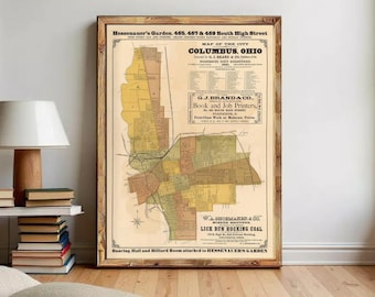 Old Map of Columbus Ohio 1881 Vintage Map | Wall Map Print