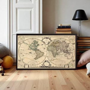Beautiful Vintage World Map 1703 Antique World Map