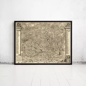 Old Map of Rome Roma Italy 1696 Ancient Map of Rome Vintage Map | Wall Map Print