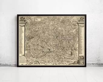 Old Map of Rome Roma Italy 1696 Ancient Map of Rome Vintage Map | Wall Map Print