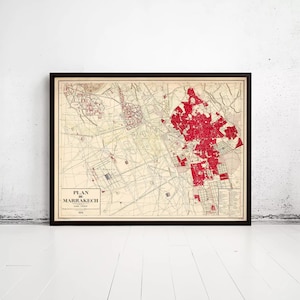 Vintage Marrakesh Morocco Map Print 1924 | Antique Wall Decor