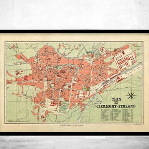 Old Map of Clermont Ferrand France Vintage Map | Vintage Map Wall Art Print | Large Map Print | Home Decor Wall Art