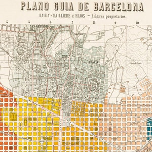 Old Map of Barcelona, Spain Cataluña 1910 Vintage map Barcelona Vintage Poster Wall Art Print Wall Map Print Old Map Print image 3