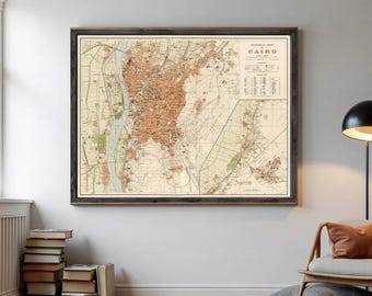 Old Map of Cairo Egypt 1920 | Wall Map Print