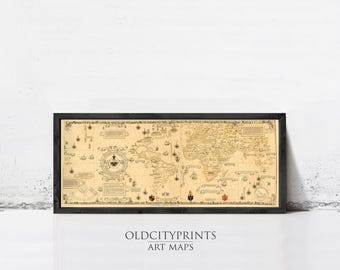 ヴィンテージ世界地図ポスター: 1550 セバスティアン ミュンスター