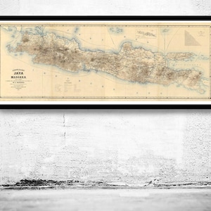 Old Map of Java and Madura Islands Indonesia 1878 Vintage Map | Vintage Map Wall Art Print | Large Map Print | Home Decor Wall Art