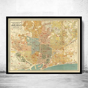 Old Map of Barcelona 1930 Vintage Map | Vintage Map Wall Art Print | Large Map Print | Home Decor Wall Art