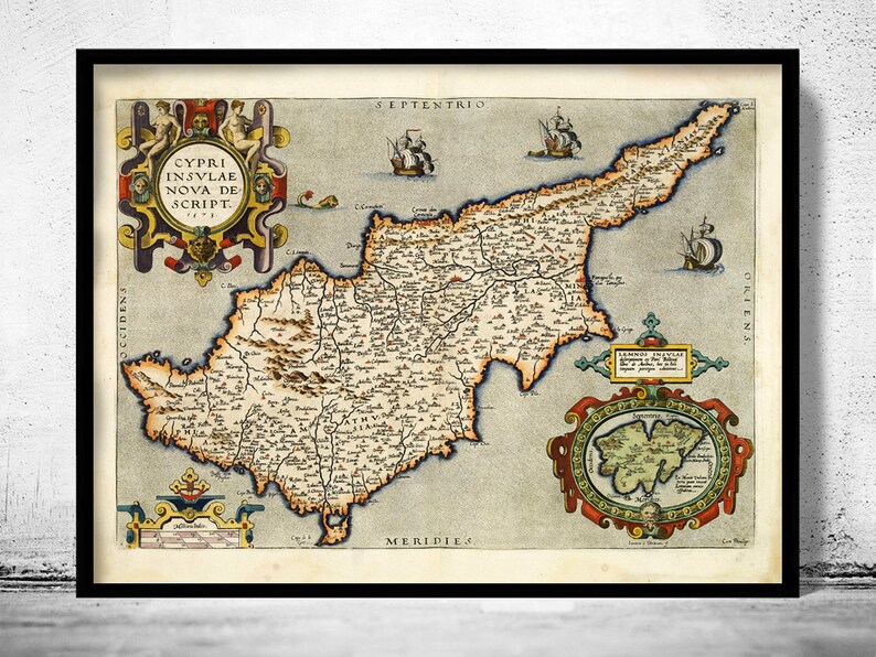 Old Map of Cyprus 1573 Vintage Map Vintage Poster Wall Art Print Wall Map Print Old Map Print image 1